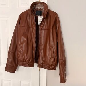 Brown Faux Leather Jacket